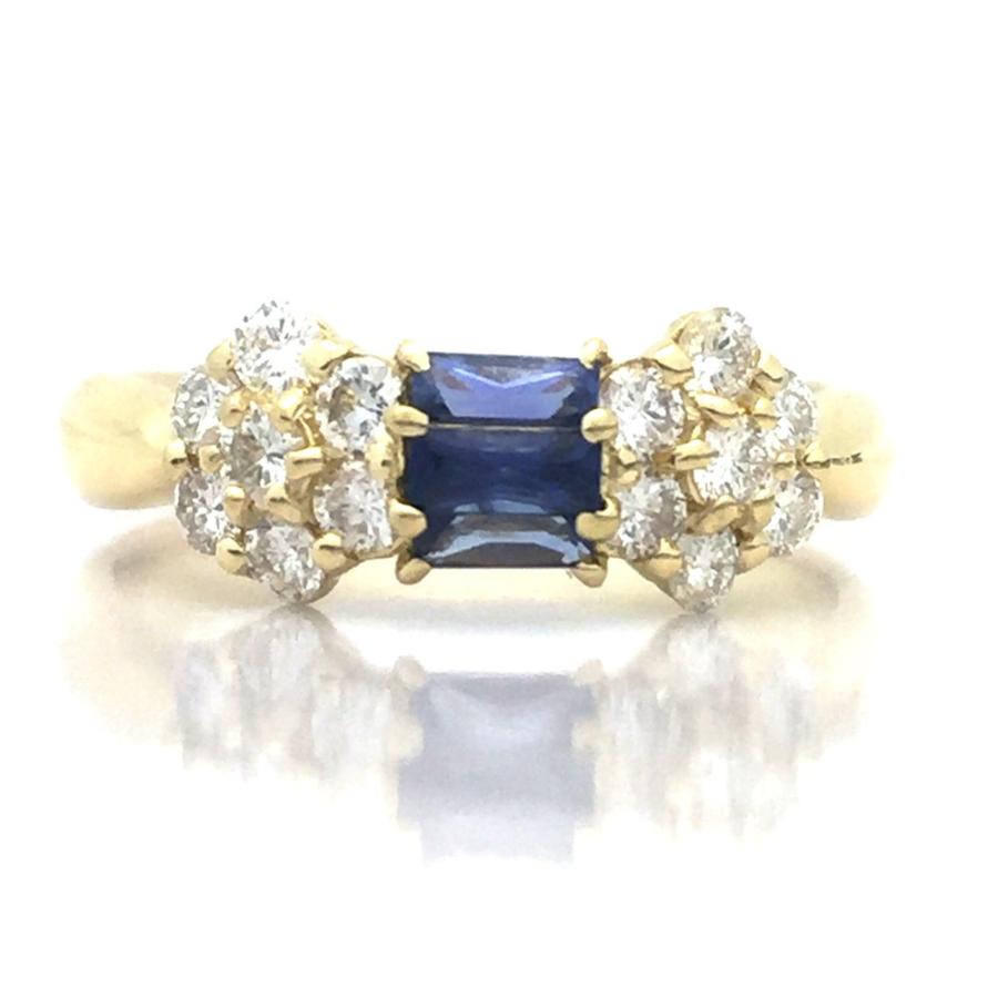 中古美品】K18 サファイヤ ダイヤ ファッションリング S 0.30ct D 0.43 