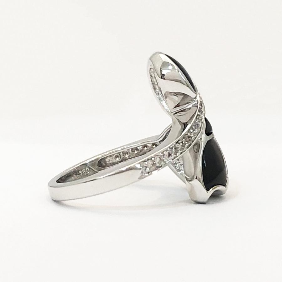 K18WG ダイヤ シェル ファッション リング ダイヤ0.18ct 13号 重さ  