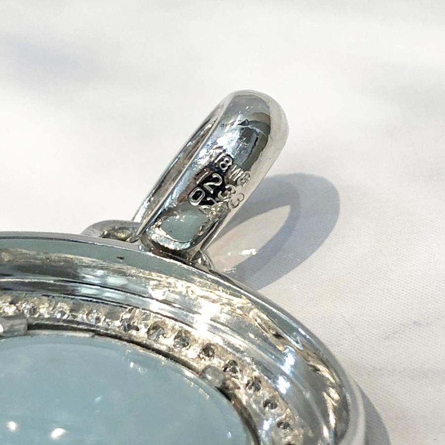 K18WG アクアマリン ダイヤ ペンダントトップ A 12.33ct D 0.29ct 重さ