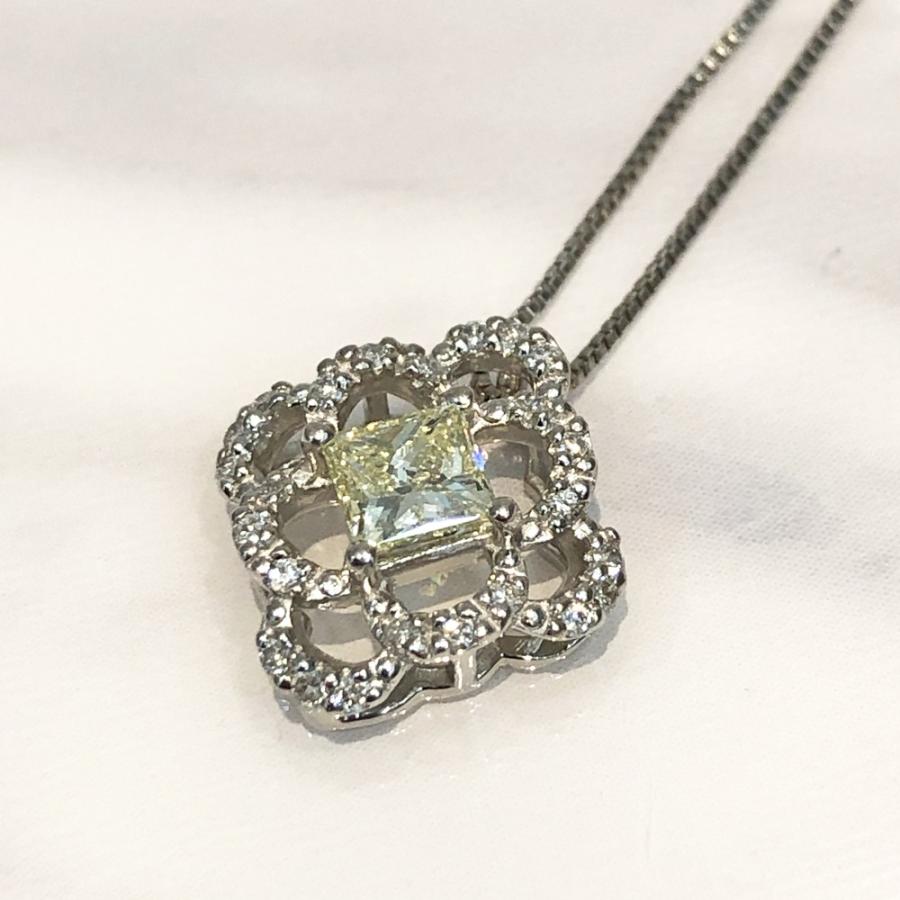 中古美品】Pt850 ダイヤ ネックレス D 0.328ct D 0.11ct 重さ：3.5g 