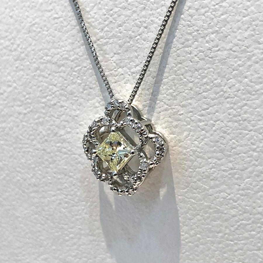 中古美品】Pt850 ダイヤ ネックレス D 0.328ct D 0.11ct 重さ：3.5g 