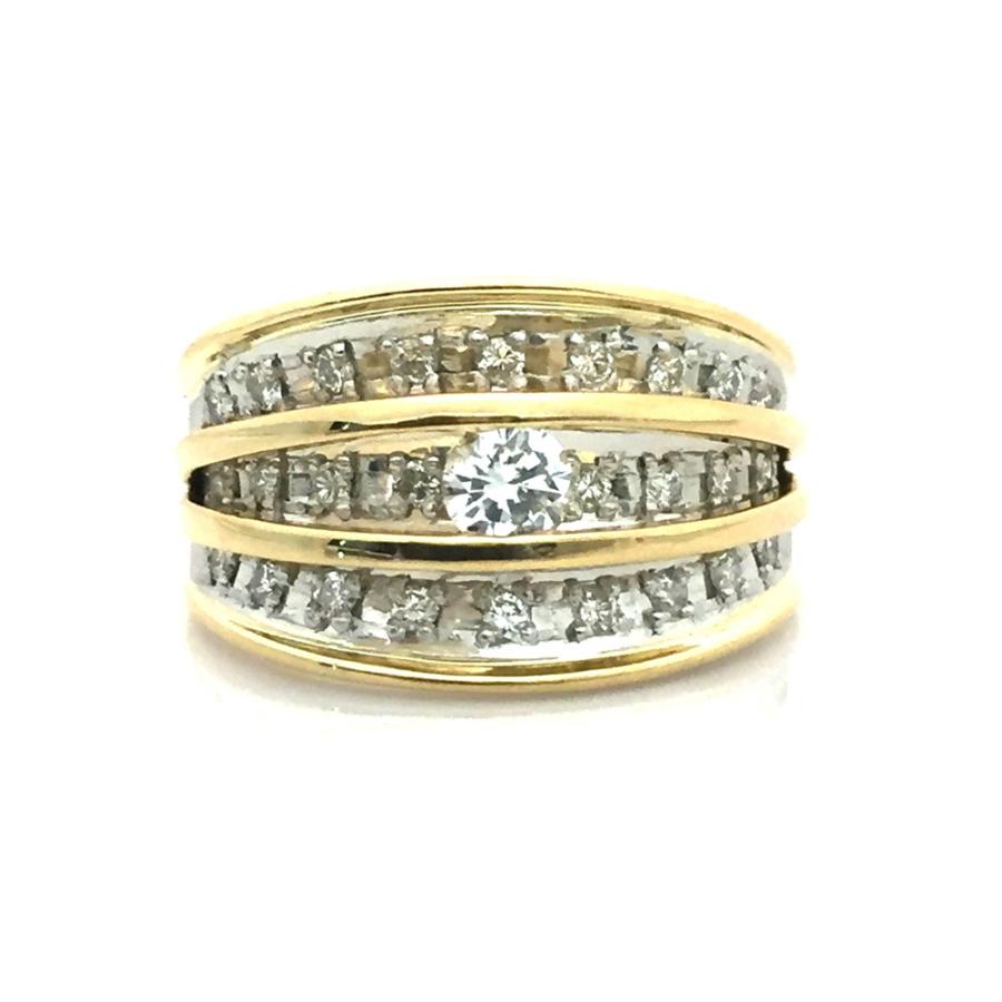 K18 Pt900 ダイヤ ファッションリング 指輪 D0.34ct D0.20ct 10