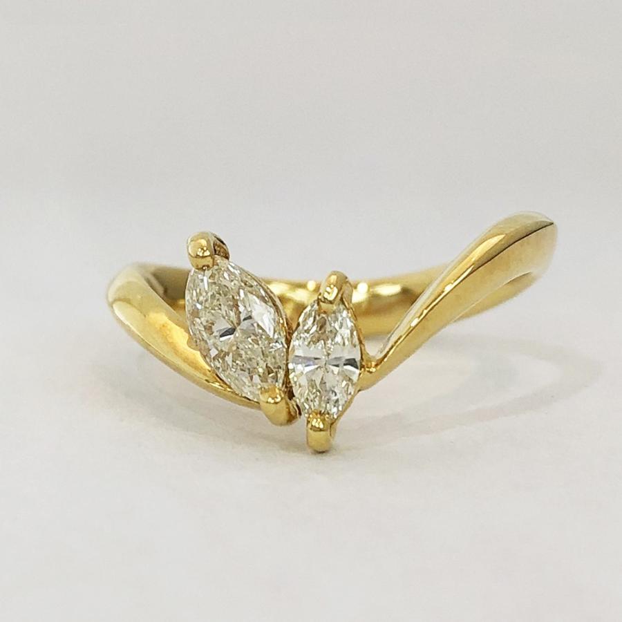 中古美品】 K18 ダイヤ ファッションリング 12号 D0.57ct 重さ：3.3g 