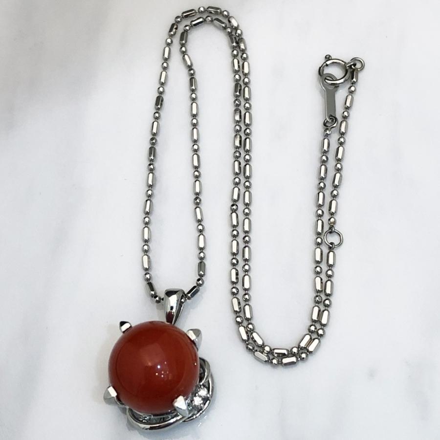 pt850 さんご ネックレス 珊瑚 約14.2mm D 0.08ct 15.8g サンゴ 