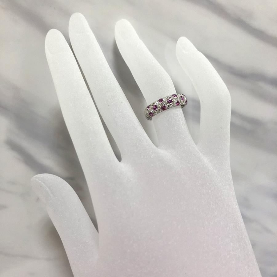 中古美品】Pt900 ピンクサファイヤ ファッションリング ダイヤ 10号 
