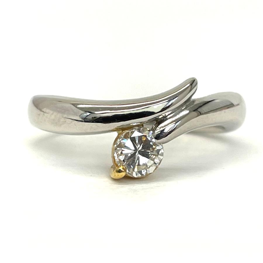 中古】K18/Pt900 ダイヤ ファッションリング 8.5号 D0.270ct 4.4g 