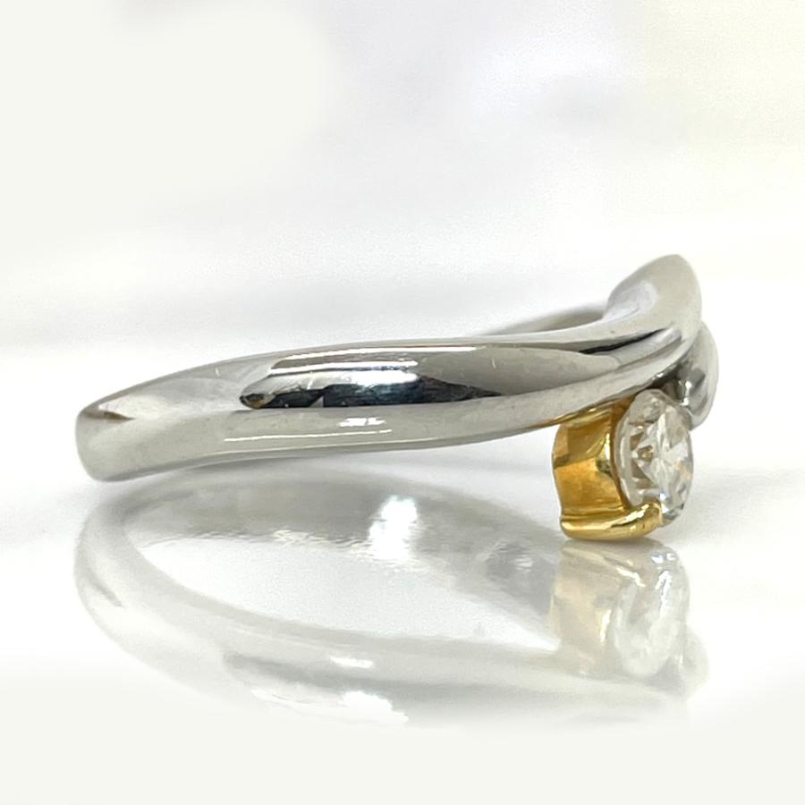 中古】K18/Pt900 ダイヤ ファッションリング 8.5号 D0.270ct 4.4g 