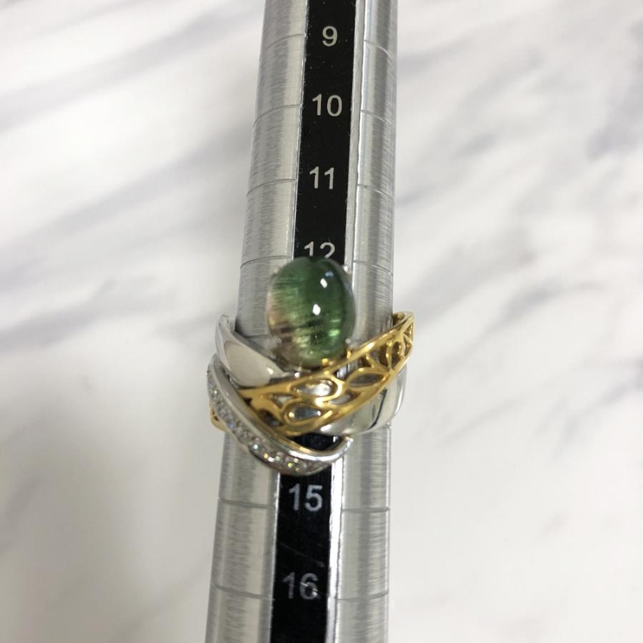 Pt900 K18 トルマリン リング アンティーク ダイヤ トルマリン4.78ct 