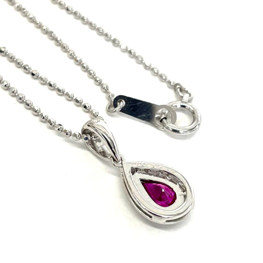 K18WG ルビー ダイヤ ネックレス R 0.50ct D 0.15ct : すぎ質店 - 通販 