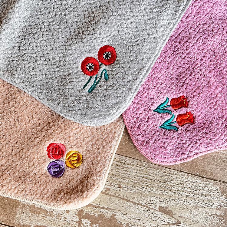 2種類 ハンカチ タオルハンカチ 花 刺繍 flower プチギフト