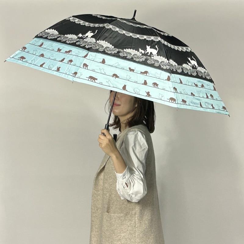 スギタ トランスフォーム傘 猫 ネコ 柄 プリント 裾が広がる傘 晴雨