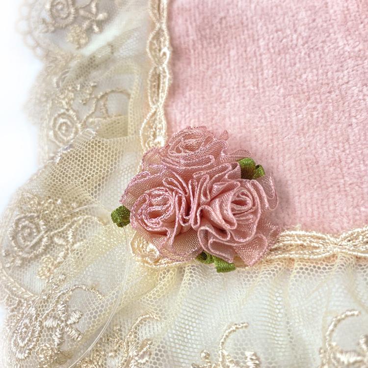 薔薇刺繍 レース タオルハンカチ 今治タオルT1 ハンカチ プレゼント 女性 レディース ギフト レース ローズ モチーフ