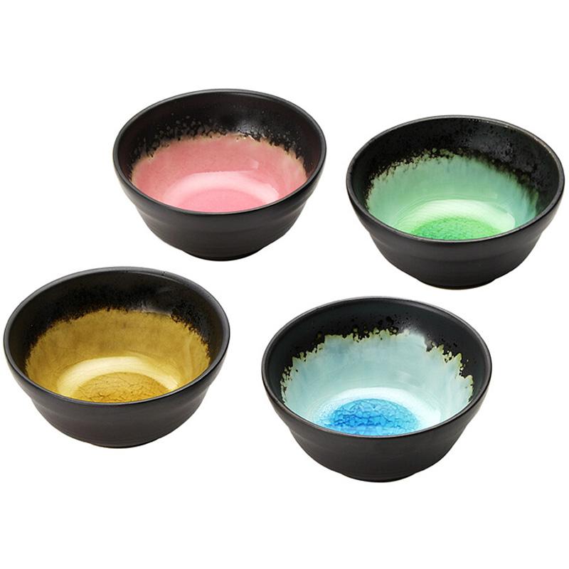 四季彩 小鉢 4個セット 木箱入 美濃焼 四色の器 10cm 前菜鉢 副菜鉢 豆