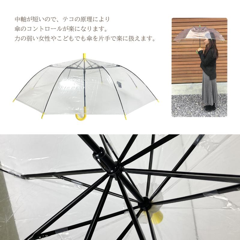 スギタ 傘 ビニール傘 ショートワイド傘 カラフル持ち手 広げると