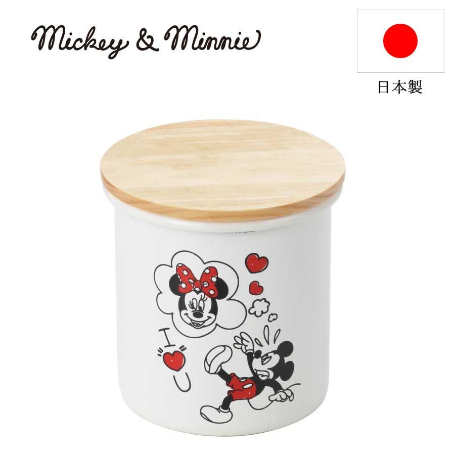 MICKEY MOUSE（ミッキーマウス） キャニスター ホーロー 木蓋 ミッキー