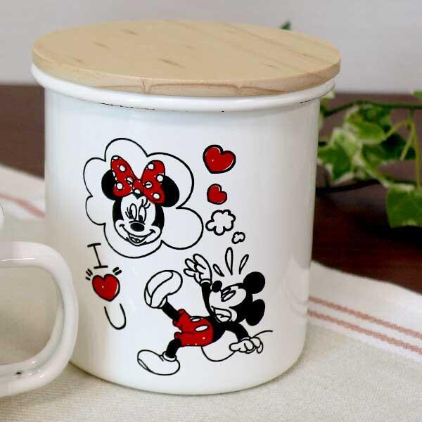 MICKEY MOUSE（ミッキーマウス） キャニスター ホーロー 木蓋 ミッキー