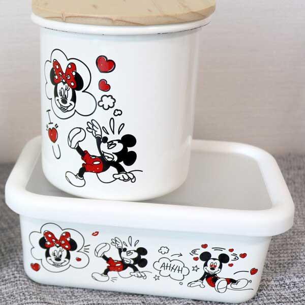 MICKEY MOUSE（ミッキーマウス） キャニスター ホーロー 木蓋 ミッキー