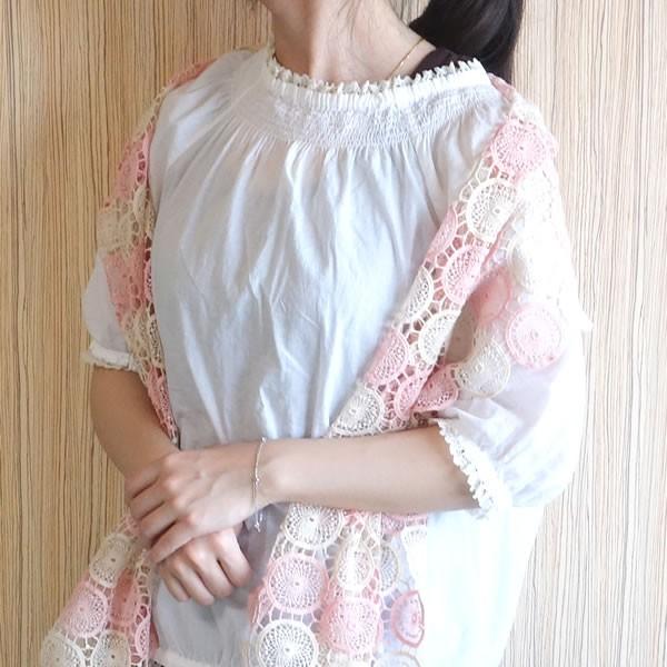 プレゼント レース ストール 桜染 エンブロイスカーフ アリウム 春夏秋