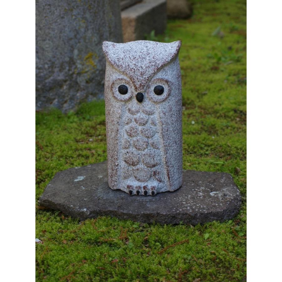 みみずぐ ふくろう 手彫り 石製｜縁起物 置物 飾り 天然石 庭 : 株式 