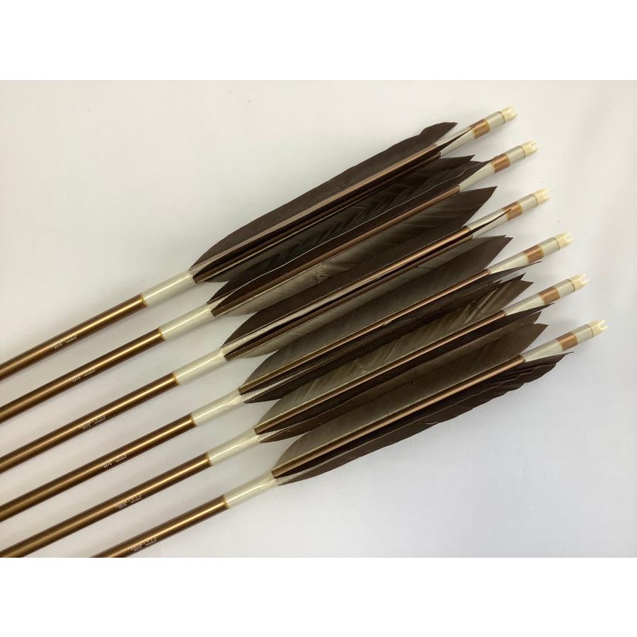 黒手羽 訳あり ジュラルミン矢6本セット 1913 白色糸 ブロンズ