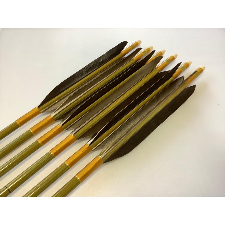 黒手羽 訳あり グリーンカーボン矢6本セット 80-23 薄オレンジ色糸