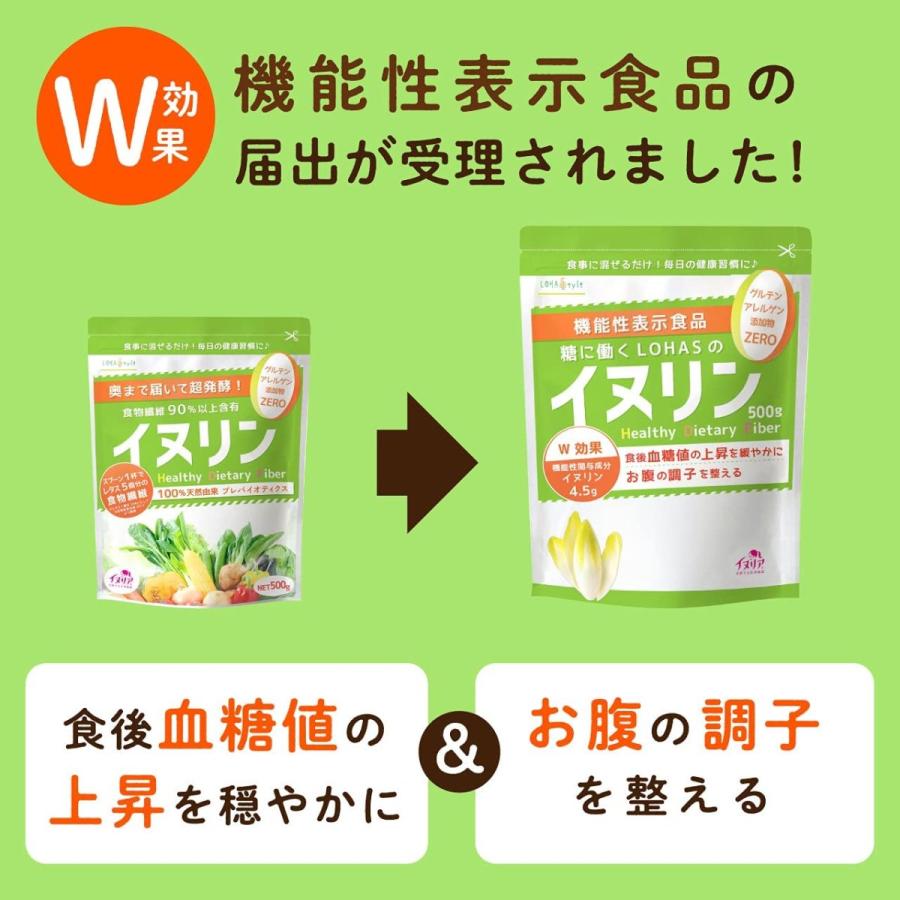 LOHAStyle（ロハスタイル）イヌリン 顆粒 (500g) 機能性表示食品 【食後の血糖値や便秘が気になる方に】オランダ産 チコリ由来 (水溶性食｜sugiyama-zakkaten｜03