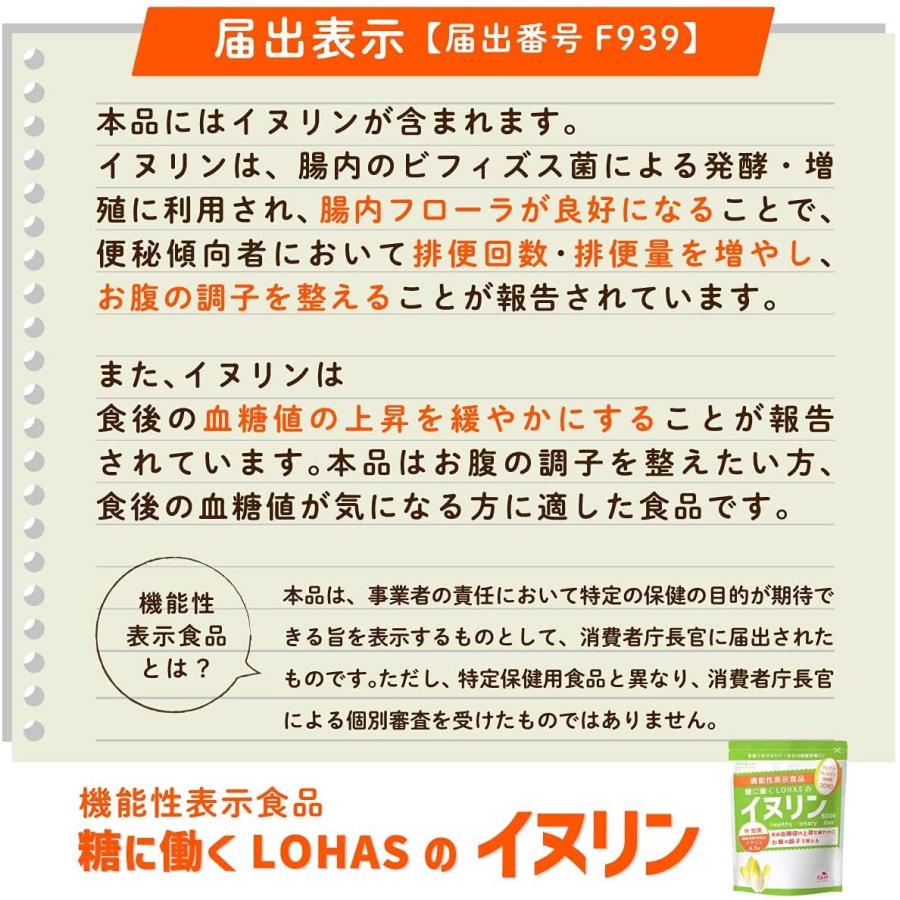 LOHAStyle（ロハスタイル）イヌリン 顆粒 (500g) 機能性表示食品 【食後の血糖値や便秘が気になる方に】オランダ産 チコリ由来 (水溶性食｜sugiyama-zakkaten｜04