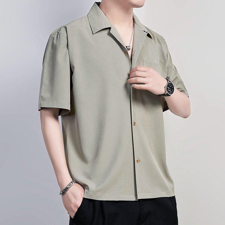 最大 Offクーポン 開襟シャツ メンズ 半袖 シンプル 無地 カラフル オーバーサイズ リラックス オープンカラーシャツ 快適 滑らか 速乾 夏 Aynaelda Com