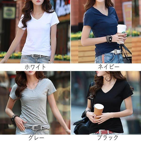 特別オファー シャツ レディース トップス カットソー 白 Vネック 無地 安い おしゃれ カジュアル 半袖 半袖 サイズ L