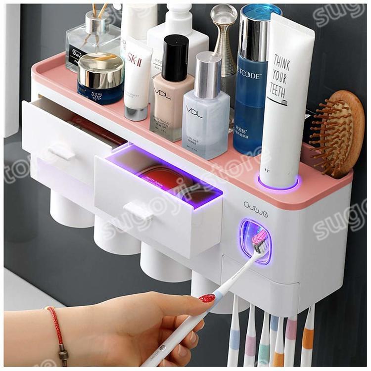 歯ブラシスタンド 歯磨きコップ ホルダー 収納ラック マグネット掛け式