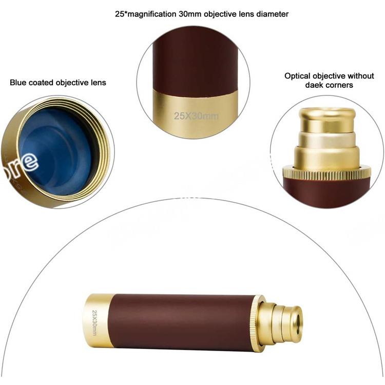 海賊望遠鏡 ビンテージ単眼鏡 25×30 伸縮自在 小型 携帯便利 子供の