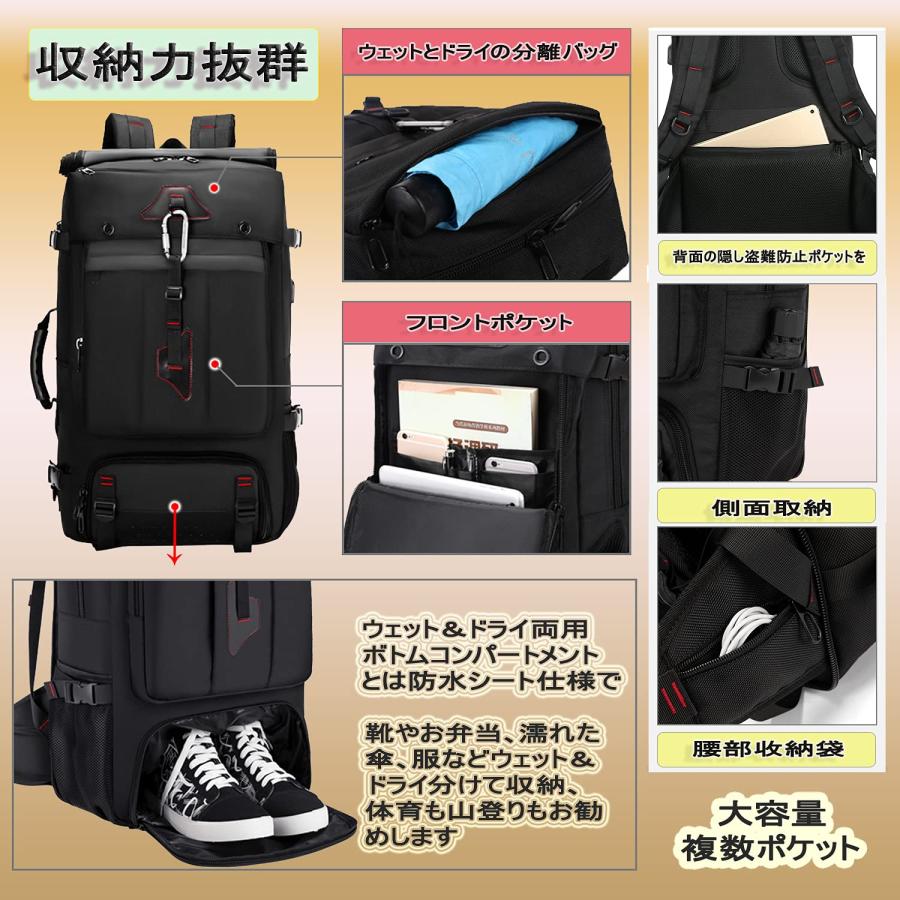 登山リュック 60L 大容量 ファスナー リュックサック バックパック