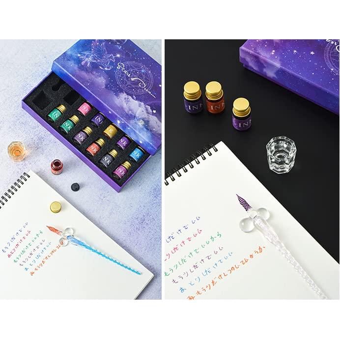 ガラスペン セット インク12色・ペン2本 グラデーション 筆ペン