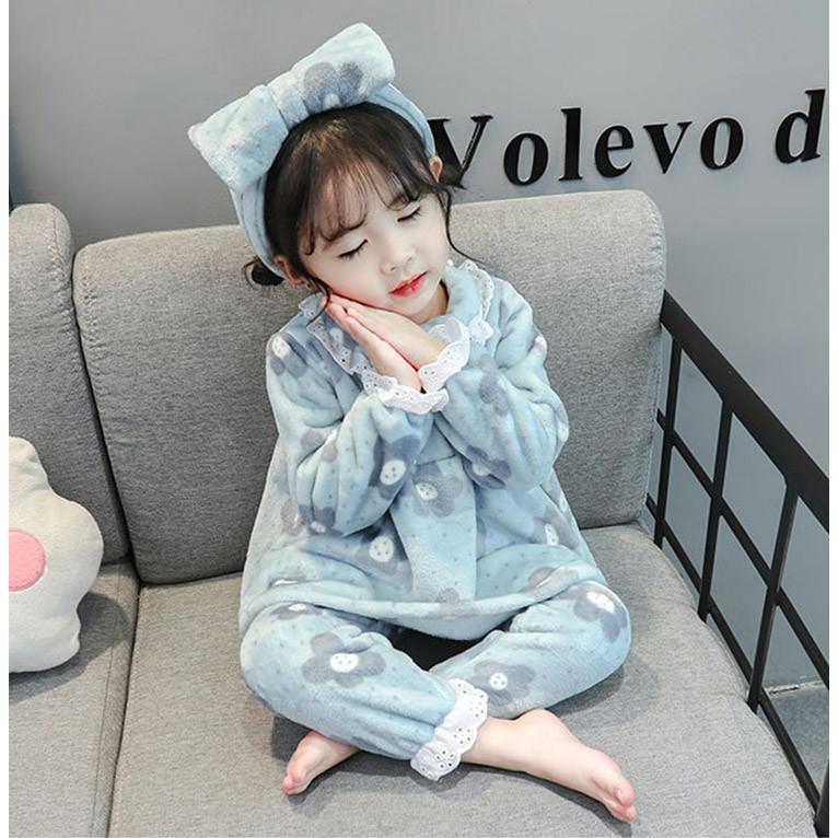 ベビー キッズ 子供服 ヘアバンド付き 春秋冬用 寝巻き ナイトウェア ルームウェア 長袖 女の子 キッズ パジャマセット 上下セット ...