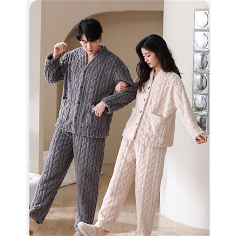 パジャマ 冬 もこもこ ボア 厚手 ペアルック カップル ルームウェア お