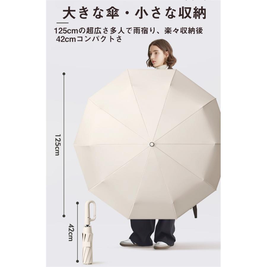 折りたたみ傘 逆さ傘 ワンタッチ 自動開閉 カラビナ 晴雨兼用 折り畳み傘 丈夫 10枚骨 軽い 軽量 メンズ レディース 逆さま傘 完全遮光 UVカット UPF50｜sugoyi-store｜20