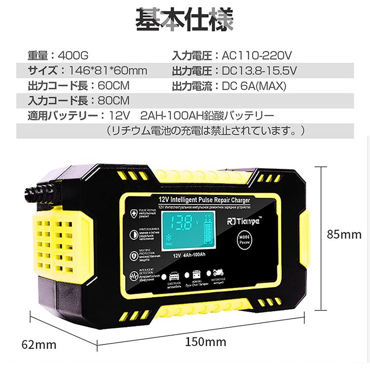 Ni-Cdバッテリー6本と充電器セット ディスチャージャ付き 電圧