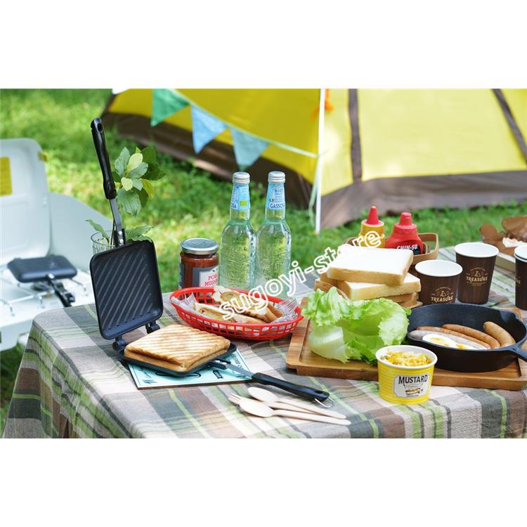 ベージュ ノンスティックホットサンドメーカー 直火式ホットサンドメーカー ノンスティックパン 焼き目が