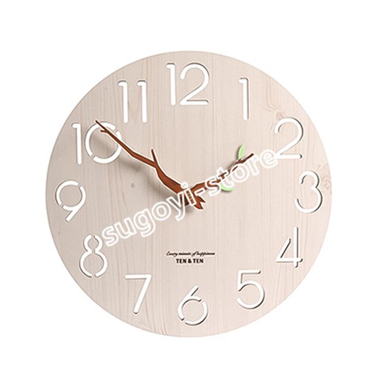 壁掛け時計 おしゃれ 木製 掛け時計 フックが付属 静音 北欧