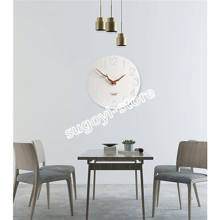 壁掛け時計 おしゃれ 木製 掛け時計 フックが付属 静音 北欧