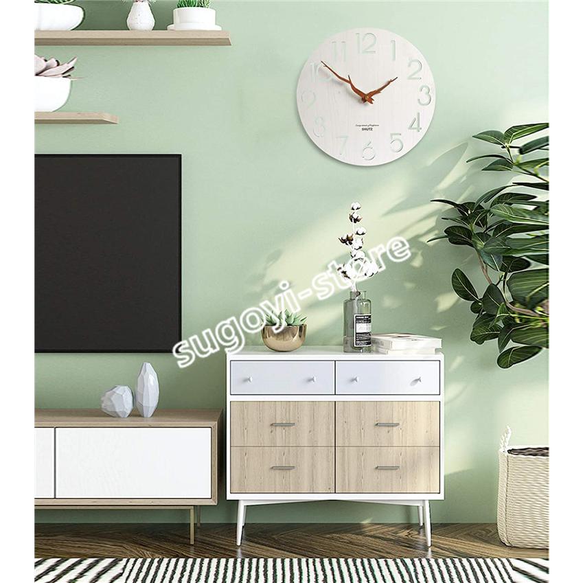 壁掛け時計 おしゃれ 木製 掛け時計 フックが付属 静音 北欧