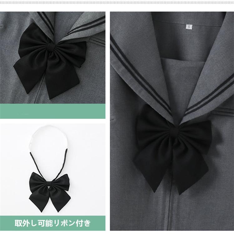 セーラー服 女子制服 コスチューム コスプレ セット プリーツスカート リボン付き 仮装 制服 単品 女子高校生 学園祭 学生服 文化祭 本格制服 長袖 黒二本 新品登場 学生服