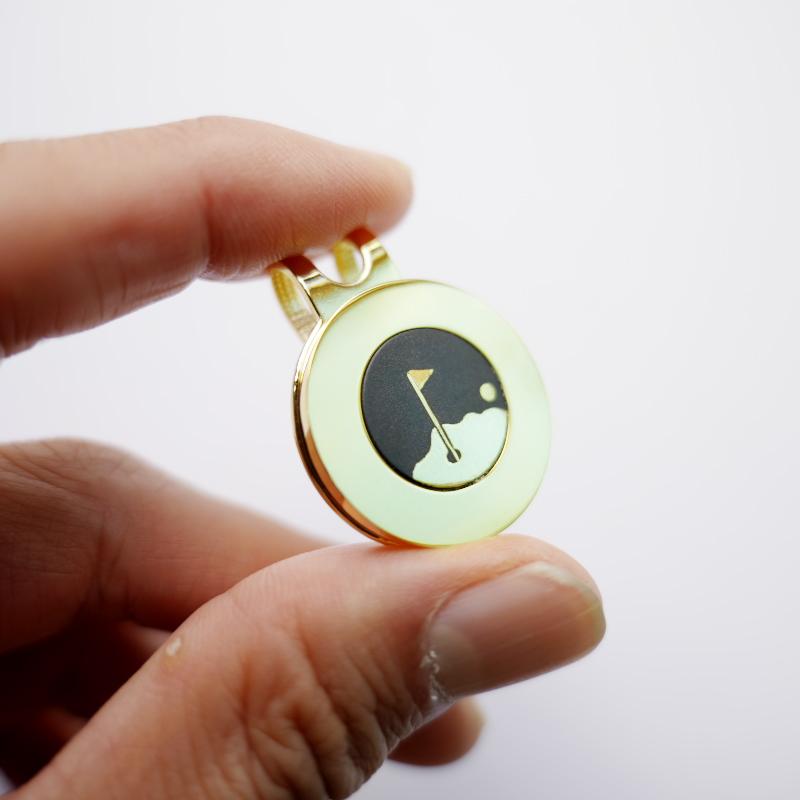 ゴルフマーカー グリーン G-01 クリップ付き ピンフラッグ 肥後象嵌