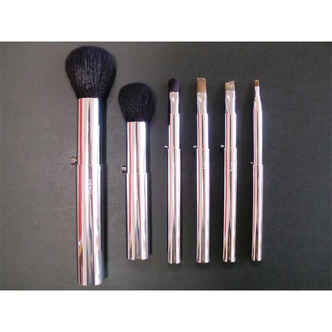 竹宝堂 熊野筆 携帯用 メイクブラシセット 6本 K-6set スライド式 フル