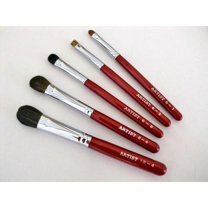 竹宝堂 熊野筆 高級 メイクブラシセット 5本 Eyeset-C 赤短軸