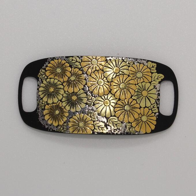 アンティーク　金工赤銅金象嵌菊紋帯留め　帯留　金具、根付 アンティーク 金工赤銅金象嵌菊紋帯留め 帯留 金具、根付 アンティーク