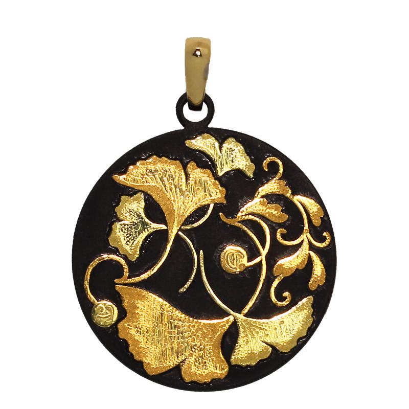 ペンダント 銀杏 P-23 イチョウ ネックレス 肥後象嵌 肥後象眼 純金