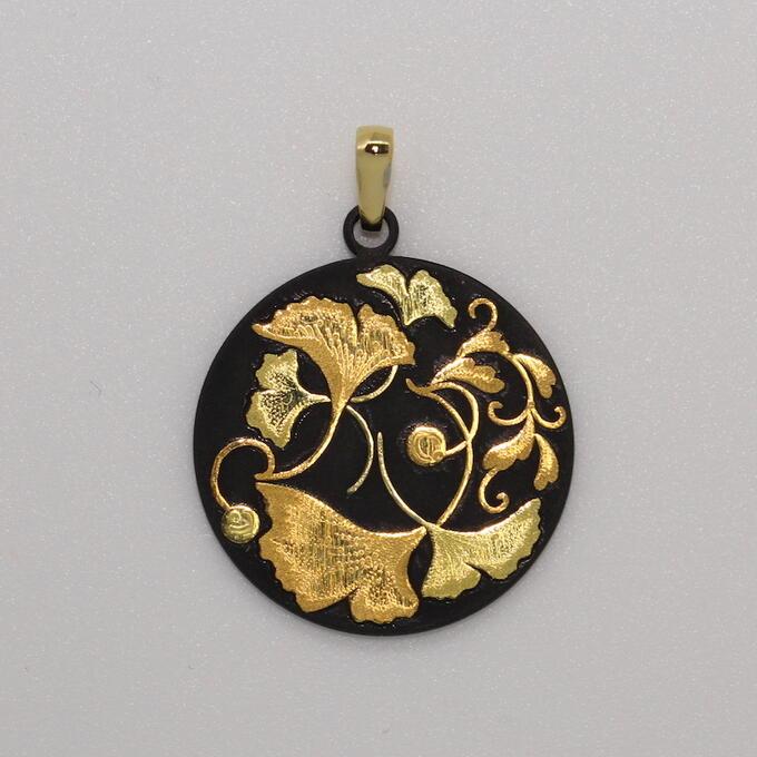 ペンダント 銀杏 P-23 イチョウ ネックレス 肥後象嵌 肥後象眼 純金