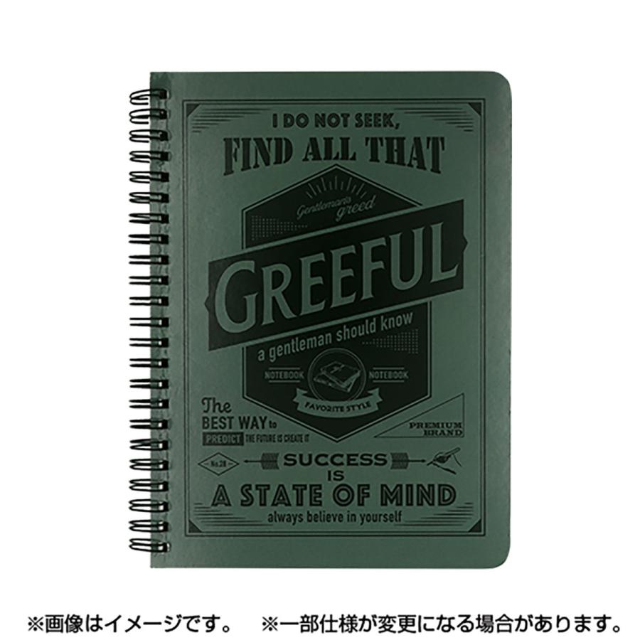 Hmmm!?＆Greeful ノート Greefulリングノート B6 5mm方眼   スモーキーグリーン GR644561｜suguruya｜02