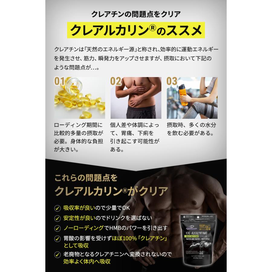 【ポイント１０％確定】クレアルカリン+HMB ボディメイク サプリメント クレアチニン タブレット 90粒 45g(500mg×90粒)｜suhada｜08